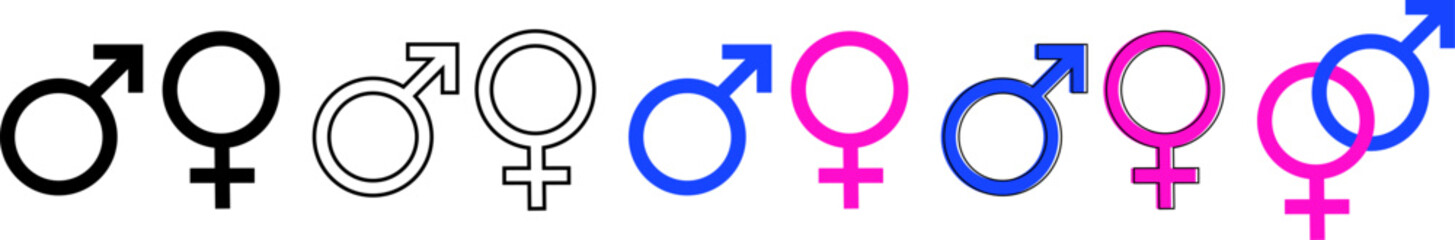 Set of gender symbols in different styles