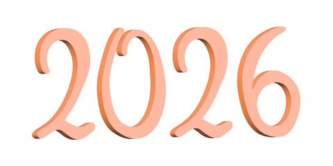 3d happy New Year doodle 2026 numbers Single element for calendar, card, banner, flyer, web, poster, design, decor