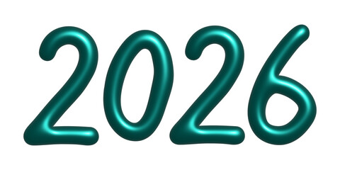 3d happy New Year doodle 2026 numbers Single element for calendar, card, banner, flyer, web, poster, design, decor