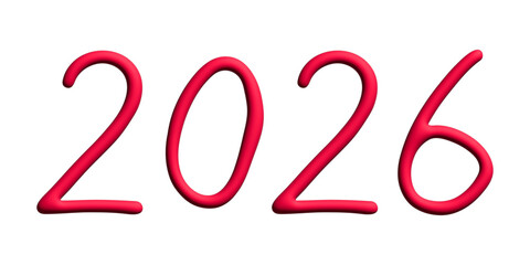 3d happy New Year doodle 2026 numbers Single element for calendar, card, banner, flyer, web, poster, design, decor