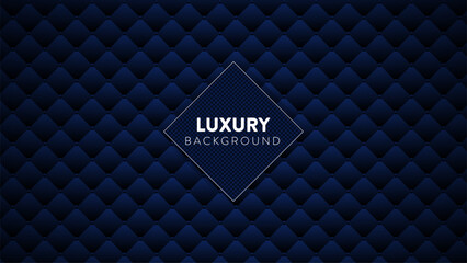 Obraz premium Navy Blue Luxury Quilted Background Pattern. Dark elegant geometric texture with a classic diamond-stitched or leather upholstery look. Ideal for premium branding, banners, and sophisticated designs.
