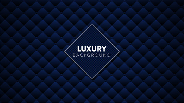 Navy Blue Luxury Quilted Background Pattern. Dark elegant geometric texture with a classic diamond-stitched or leather upholstery look. Ideal for premium branding, banners, and sophisticated designs.