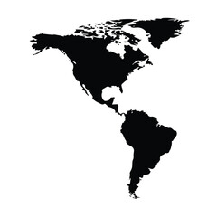 Americas Map Vector Illustration Black and White Geography