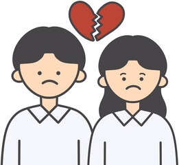 Broken Up Couple Character Illustration 