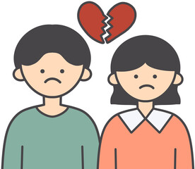 Broken Up Couple Character Illustration 