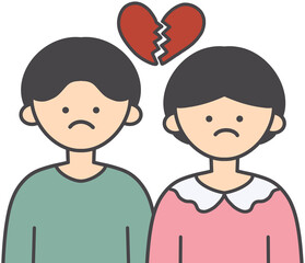 Broken Up Couple Character Illustration 