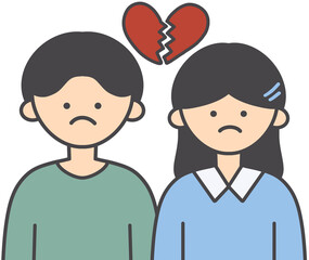 Broken Up Couple Character Illustration 