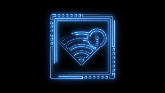 Neon style technology concept showing a problem with wifi signal connection on a chipset