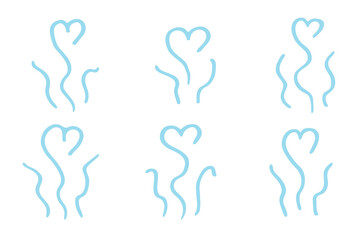 Set of hand drawn steam and smoke Steam swirls doodle Heat waves or aroma from cooking food and hot coffee, gas and fumes Single element for print, web, design, decor