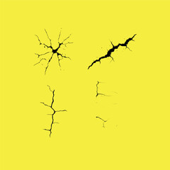 Bold cracks on vibrant yellow background for eye-catching designs or creative visual effects ready for any project
