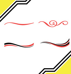 Elegant red and black flourishes for modern design projects create visual interest and sophisticated layouts