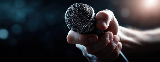The Microphone Held in Hand on Stage Ready for Live Performance