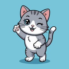 Obraz premium A charming illustration of a winking cat character expressing playfulness and joy, perfect for engaging audiences who appreciate cute and fun pet artworks.
