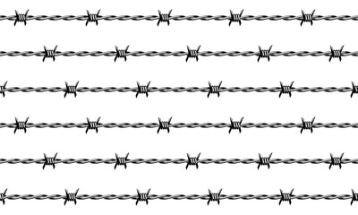 Seamless pattern barbed wire. Barbed wire fence.