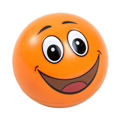 Fototapeta premium a cheerful round orange smiley face with shiny on transparent background