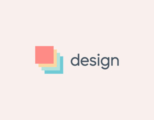 A bright and colorful stacked block logo design, representing creativity and modular design, suitable for various design-related businesses and creative projects.