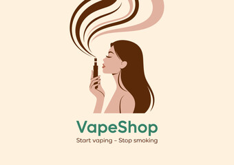 This artistic illustration of a woman vaping embodies modern lifestyle choices, promoting a stylish approach to vaping culture while conveying messages of change and empowerment.