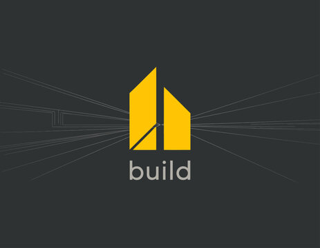 A contemporary logo featuring geometric shapes representing buildings, focused on construction and development, suited for any enterprise in the building industry.
