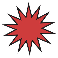 Red Comic Starburst Explosion – Pop Art Burst Doodle Shape