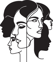 Continuous Line Drawing Female Portrait Vector