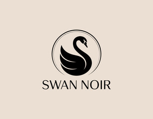 Fototapeta premium This swan logo combines elegance with a classic twist, ideal for luxury brands or services, symbolizing gracefulness and sophistication in design.