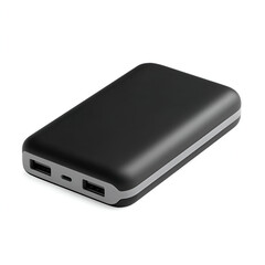 A sleek black power bank with multiple charging ports for convenient device charging on the go.