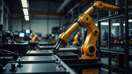 Fototapeta premium Robotic Arm in Factory with High Precision