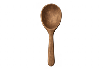 Wooden spoon kitchen utensil on transparent background