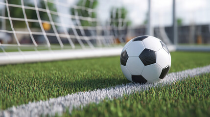 A soccer ball rests on the penalty spot, poised for a decisive kick. The goal is blurred in the background, capturing the tension of the moment in the match
