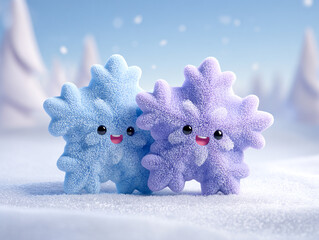 Snowflakes Reindeer with Smiling snowman Scene