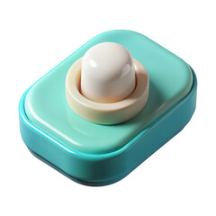 Modern pastel blue soap dish with white soap 3d isolated on transparent background