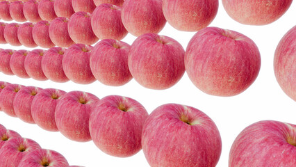 Fresh red apples arranged perfectly on a white background showcasing their vibrant color and healthy appeal
