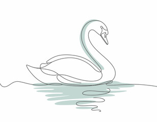 The image features a graceful line drawing of a swan positioned calmly on water, symbolizing tranquility, beauty, and harmony found in nature.