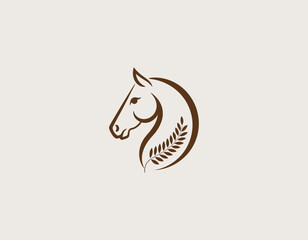 This logo features a stylized horse head combined with a leaf motif, symbolizing grace, strength and nature. It's perfect for equestrian or agricultural branding.