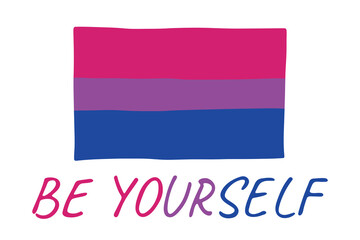 Colorful Bisexual pride flag Happy pride day LGBTQ community Pride Month Vector hand drawn doodle for posters, stickers, logo, cards