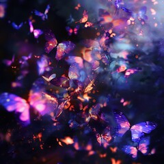 Celestial ballet of cosmic butterflies in a dreamy surreal atmosphere of wonders
