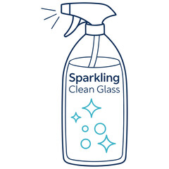 Sparkling Clean Glass A Clear, Refreshing Glass Cleaner in a Sleek Spray Bottle against a bright on a white background
