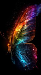 Celestial metamorphosis: A cosmic butterfly of ethereal colors and stardust