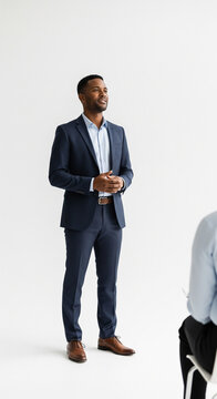 Professional Man in a Suit Presenting