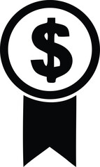Money icon reward badge symbol dollar sign award ribbon certificate achievement finance business success