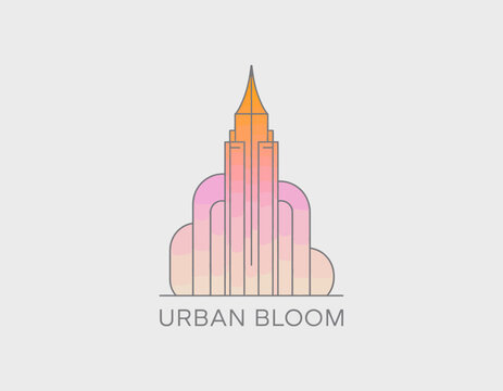 This logo showcases a stylized tower design with a gradient of pastel colors, symbolizing innovation and modernity in urban architecture and design.