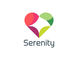 This vibrant logo showcases a heart symbol made from interlocking shapes in bright colors, representing serenity, love, and connection with oneself and others.