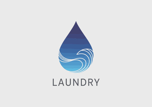 This image features a fluid gradient water drop, representing cleanliness and refreshing concepts, well-suited for laundry services or wellness-related themes in design.