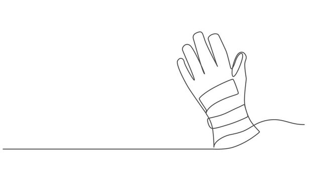 hand glove animation continuous one line drawing, Full length one line animation, continuous one line drawing minimalism design, Animated self drawing of single glove pro vector illustration.