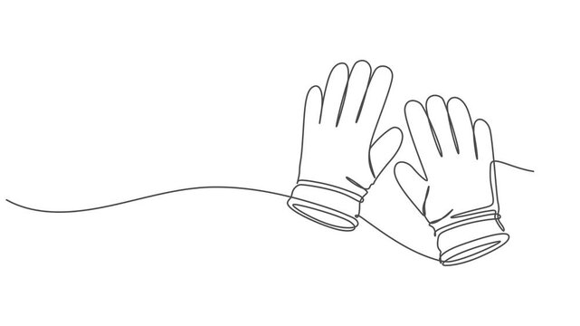 hand glove animation continuous one line drawing, Full length one line animation, continuous one line drawing minimalism design, Animated self drawing of single glove pro vector illustration.