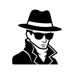 Secret Agent Icon – Spy, Detective, Undercover Man Silhouette Vector Illustration