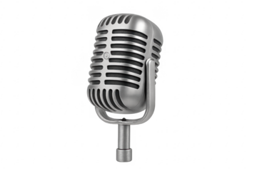 Retro vocal microphone standing on transparent background