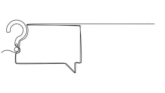 Animated self drawing of continuous line draw Quick tips. Continuous one line drawing of question mark, Animated self drawing question mark and speech bubble. Full length one line animation. 4K video.