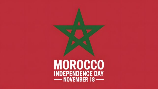 Celebrating morocco independence day on november 18th with a green star emblem on a red background, symbolizing national pride and unity - Powered by Adobe