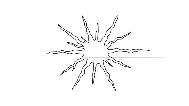 starburst and crack hole designs animation continuous one line drawing, Full length single line animation illustration. Continuous video with one line. Cracked surface vector illustration, Abstract.